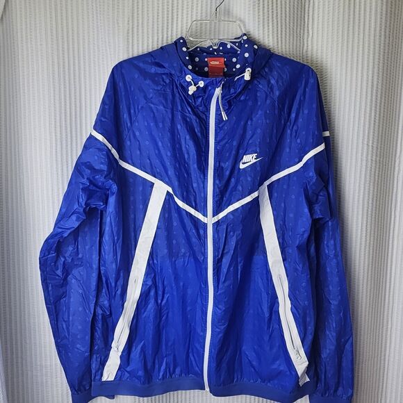 Rare XL Nike Glanz Jacket Windbreaker Windrunner Blue Dots Lightweight Workout - Picture 2 of 10